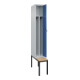 C+P Spind Classic PLUS, Bank, 1 Abteil, 2120x300x815mm, 7035/5023 Verschluss Sicherheits-Drehriegel 4 Garderobenhaken Trennwand mittig  Sitzbanktyp untergebaut-2