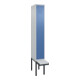 C+P Spind Classic PLUS, Bank, 1 Abteil, 2120x300x815mm, 7035/5023 Verschluss Zylinderschloss 3 Garderobenhaken  Dekor Banklatten RAL 7035 Lichtgrau Sitzbanktyp auskragend-1