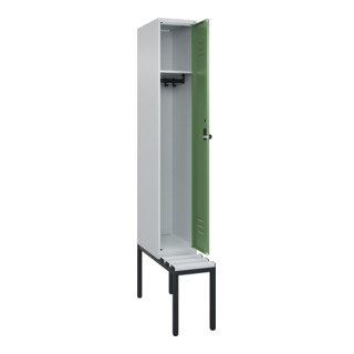 C+P Spind Classic PLUS, Bank, Sicherheits-Drehriegel, 3 Garderobenhaken, Dekor, untergebaut