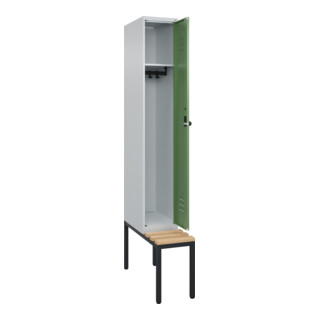 C+P Spind Classic PLUS, Bank, Sicherheits-Drehriegel, 3 Garderobenhaken, untergebaut