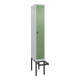 C+P Spind Classic PLUS, Bank, 1 Abteil, 2120x300x815mm, 7035/6011 Verschluss Sicherheits-Drehriegel 4 Garderobenhaken Trennwand mittig  Sitzbanktyp auskragend-1