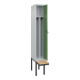 C+P Spind Classic PLUS, Bank, 1 Abteil, 2120x300x815mm, 7035/6011 Verschluss Sicherheits-Drehriegel 4 Garderobenhaken Trennwand mittig  Sitzbanktyp auskragend-2