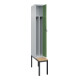 C+P Spind Classic PLUS, Bank, 1 Abteil, 2120x300x815mm, 7035/6011 Verschluss Sicherheits-Drehriegel 4 Garderobenhaken Trennwand mittig  Sitzbanktyp untergebaut-2