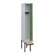 C+P Spind Classic PLUS, Bank, 1 Abteil, 2120x300x815mm, 7035/6011 Verschluss Zylinderschloss 3 Garderobenhaken   Sitzbanktyp auskragend-2