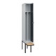 C+P Spind Classic PLUS, Bank, 1 Abteil, 2120x300x815mm, 7035/7016 Verschluss Sicherheits-Drehriegel 4 Garderobenhaken Trennwand mittig  Sitzbanktyp auskragend-2