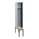 C+P Spind Classic PLUS, Bank, 1 Abteil, 2120x300x815mm, 7035/7016 Verschluss Sicherheits-Drehriegel 4 Garderobenhaken Trennwand mittig  Sitzbanktyp untergebaut-2