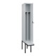 C+P Spind Classic PLUS, Bank, 1 Abteil, 2120x300x815mm, 7035/7035 Verschluss Sicherheits-Drehriegel 4 Garderobenhaken Trennwand mittig Dekor Banklatten RAL 7035 Lichtgrau Sitzbanktyp auskragend-2