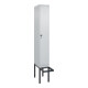 C+P Spind Classic PLUS, Bank, 1 Abteil, 2120x300x815mm, 7035/7035 Verschluss Sicherheits-Drehriegel 4 Garderobenhaken Trennwand mittig  Sitzbanktyp auskragend-1