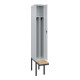 C+P Spind Classic PLUS, Bank, 1 Abteil, 2120x300x815mm, 7035/7035 Verschluss Zylinderschloss 4 Garderobenhaken Trennwand mittig  Sitzbanktyp auskragend-2