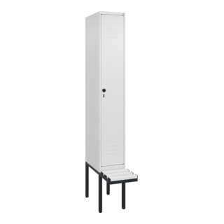 C+P Spind Classic PLUS, Bank, Sicherheits-Drehriegel, 3 Garderobenhaken, Dekor, auskragend