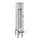 C+P Spind Classic PLUS, Bank, 1 Abteil, 2120x300x815mm, 9016/9016 Verschluss Sicherheits-Drehriegel 4 Garderobenhaken Trennwand mittig  Sitzbanktyp auskragend-2