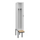 C+P Spind Classic PLUS, Bank, 1 Abteil, 2120x300x815mm, 9016/9016 Verschluss Zylinderschloss 4 Garderobenhaken Trennwand mittig  Sitzbanktyp auskragend-2