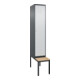 C+P Spind Classic PLUS, Bank, 1 Abteil, 2120x400x815mm, 7016/7035 Verschluss Zylinderschloss 4 Garderobenhaken Trennwand mittig  Sitzbanktyp untergebaut-1