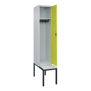 C+P Spind Classic PLUS, Bank, Zylinderschloss, 4 Garderobenhaken, Dekor, untergebaut