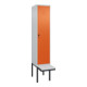 C+P Spind Classic PLUS, Bank, 1 Abteil, 2120x400x815mm, 7035/2004 Verschluss Sicherheits-Drehriegel 4 Garderobenhaken Trennwand mittig Dekor Banklatten RAL 7035 Lichtgrau Sitzbanktyp auskragend-1