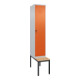 C+P Spind Classic PLUS, Bank, 1 Abteil, 2120x400x815mm, 7035/2004 Verschluss Sicherheits-Drehriegel 4 Garderobenhaken Trennwand mittig  Sitzbanktyp untergebaut-1