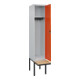 C+P Spind Classic PLUS, Bank, 1 Abteil, 2120x400x815mm, 7035/2004 Verschluss Zylinderschloss 4 Garderobenhaken   Sitzbanktyp auskragend-2