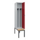 C+P Spind Classic PLUS, Bank, 1 Abteil, 2120x400x815mm, 7035/3003 Verschluss Sicherheits-Drehriegel 4 Garderobenhaken Trennwand mittig  Sitzbanktyp untergebaut-2