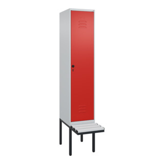 C+P Spind Classic PLUS, Bank, Sicherheits-Drehriegel, 4 Garderobenhaken, Dekor, auskragend