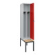 C+P Spind Classic PLUS, Bank, 1 Abteil, 2120x400x815mm, 7035/3020 Verschluss Sicherheits-Drehriegel 4 Garderobenhaken Trennwand mittig  Sitzbanktyp untergebaut-2