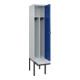 C+P Spind Classic PLUS, Bank, 1 Abteil, 2120x400x815mm, 7035/5010 Verschluss Sicherheits-Drehriegel 4 Garderobenhaken Trennwand mittig Dekor Banklatten RAL 7035 Lichtgrau Sitzbanktyp auskragend-2