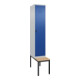 C+P Spind Classic PLUS, Bank, 1 Abteil, 2120x400x815mm, 7035/5010 Verschluss Sicherheits-Drehriegel 4 Garderobenhaken Trennwand mittig  Sitzbanktyp untergebaut-1