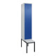 C+P Spind Classic PLUS, Bank, 1 Abteil, 2120x400x815mm, 7035/5010 Verschluss Zylinderschloss 4 Garderobenhaken Trennwand mittig Dekor Banklatten RAL 7035 Lichtgrau Sitzbanktyp untergebaut-1
