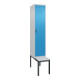 C+P Spind Classic PLUS, Bank, 1 Abteil, 2120x400x815mm, 7035/5012 Verschluss Sicherheits-Drehriegel 4 Garderobenhaken Trennwand mittig Dekor Banklatten RAL 7035 Lichtgrau Sitzbanktyp untergebaut-1