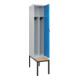 C+P Spind Classic PLUS, Bank, 1 Abteil, 2120x400x815mm, 7035/5012 Verschluss Sicherheits-Drehriegel 4 Garderobenhaken Trennwand mittig  Sitzbanktyp untergebaut-2