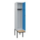 C+P Spind Classic PLUS, Bank, 1 Abteil, 2120x400x815mm, 7035/5012 Verschluss Zylinderschloss 4 Garderobenhaken   Sitzbanktyp auskragend-2