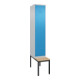 C+P Spind Classic PLUS, Bank, 1 Abteil, 2120x400x815mm, 7035/5012 Verschluss Zylinderschloss 4 Garderobenhaken   Sitzbanktyp untergebaut-1