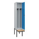 C+P Spind Classic PLUS, Bank, 1 Abteil, 2120x400x815mm, 7035/5012 Verschluss Zylinderschloss 4 Garderobenhaken Trennwand mittig  Sitzbanktyp auskragend-2