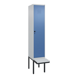 C+P Spind Classic PLUS, Bank, Sicherheits-Drehriegel, 4 Garderobenhaken, Dekor, auskragend