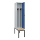 C+P Spind Classic PLUS, Bank, 1 Abteil, 2120x400x815mm, 7035/5023 Verschluss Sicherheits-Drehriegel 4 Garderobenhaken Trennwand mittig  Sitzbanktyp untergebaut-2