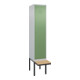 C+P Spind Classic PLUS, Bank, 1 Abteil, 2120x400x815mm, 7035/6011 Verschluss Zylinderschloss 4 Garderobenhaken   Sitzbanktyp auskragend-1