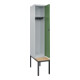 C+P Spind Classic PLUS, Bank, 1 Abteil, 2120x400x815mm, 7035/6011 Verschluss Zylinderschloss 4 Garderobenhaken   Sitzbanktyp untergebaut-2
