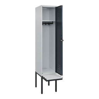 C+P Spind Classic PLUS, Bank, Sicherheits-Drehriegel, 4 Garderobenhaken, Dekor, auskragend