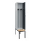 C+P Spind Classic PLUS, Bank, 1 Abteil, 2120x400x815mm, 7035/7016 Verschluss Sicherheits-Drehriegel 4 Garderobenhaken Trennwand mittig  Sitzbanktyp untergebaut-2