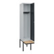C+P Spind Classic PLUS, Bank, 1 Abteil, 2120x400x815mm, 7035/7016 Verschluss Zylinderschloss 4 Garderobenhaken   Sitzbanktyp auskragend-2