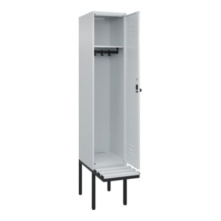 C+P Spind Classic PLUS, Bank, Sicherheits-Drehriegel, 4 Garderobenhaken, Dekor, auskragend