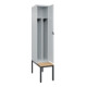 C+P Spind Classic PLUS, Bank, 1 Abteil, 2120x400x815mm, 7035/7035 Verschluss Sicherheits-Drehriegel 4 Garderobenhaken Trennwand mittig  Sitzbanktyp untergebaut-2