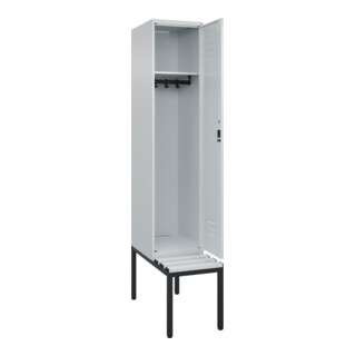 C+P Spind Classic PLUS, Bank, Zylinderschloss, 4 Garderobenhaken, Dekor, untergebaut