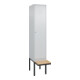 C+P Spind Classic PLUS, Bank, 1 Abteil, 2120x400x815mm, 7035/7035 Verschluss Zylinderschloss 4 Garderobenhaken   Sitzbanktyp auskragend-1