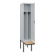 C+P Spind Classic PLUS, Bank, 1 Abteil, 2120x400x815mm, 7035/7035 Verschluss Zylinderschloss 4 Garderobenhaken Trennwand mittig  Sitzbanktyp auskragend-2