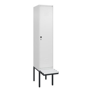 C+P Spind Classic PLUS, Bank, Sicherheits-Drehriegel, 4 Garderobenhaken, Dekor, auskragend