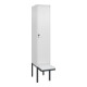 C+P Spind Classic PLUS, Bank, 1 Abteil, 2120x400x815mm, 9016/9016 Verschluss Sicherheits-Drehriegel 4 Garderobenhaken Trennwand mittig Dekor Banklatten RAL 9010 Reinweiß Sitzbanktyp auskragend-1