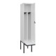 C+P Spind Classic PLUS, Bank, 1 Abteil, 2120x400x815mm, 9016/9016 Verschluss Sicherheits-Drehriegel 4 Garderobenhaken Trennwand mittig Dekor Banklatten RAL 9010 Reinweiß Sitzbanktyp auskragend-2