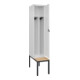 C+P Spind Classic PLUS, Bank, 1 Abteil, 2120x400x815mm, 9016/9016 Verschluss Sicherheits-Drehriegel 4 Garderobenhaken Trennwand mittig  Sitzbanktyp untergebaut-2