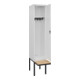 C+P Spind Classic PLUS, Bank, 1 Abteil, 2120x400x815mm, 9016/9016 Verschluss Zylinderschloss 4 Garderobenhaken   Sitzbanktyp auskragend-1