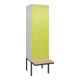 C+P Spind Classic PLUS, Bank, 2 Abteile, 2120x600x815mm, 7035/0024 Verschluss Zylinderschloss 3 Garderobenhaken   Sitzbanktyp auskragend-1